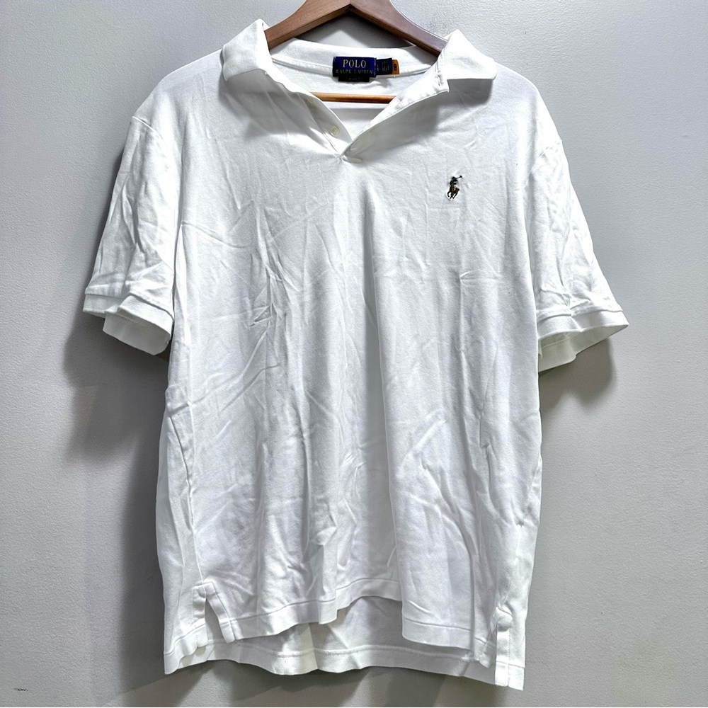 Polo Ralph Lauren Men's Shirt Sz L Classic Fit White Short Sleeve Polo